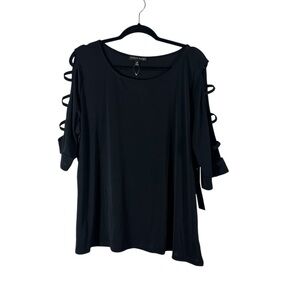 Always Indigo Black Tunic Too with Cut Out Sleeves 2X